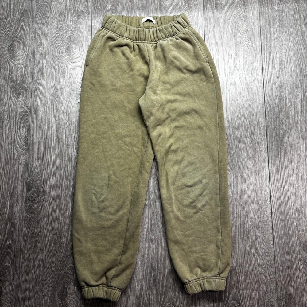 Oak + Fort Women Olive Green Elastic Waist Fleece Jogger Sweatpants Small S TP